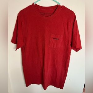 Patagonia Logo Men’s Red Pocket Short Sleeve Tee Shirt - Size Medium- M